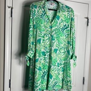 Green Leaf Print Dress